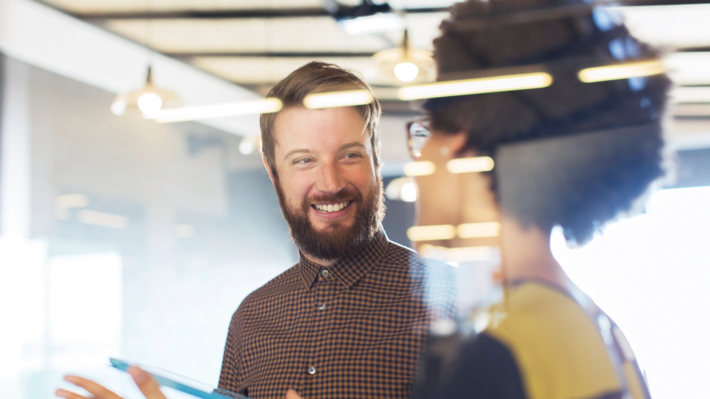 Man and woman in business meeting image