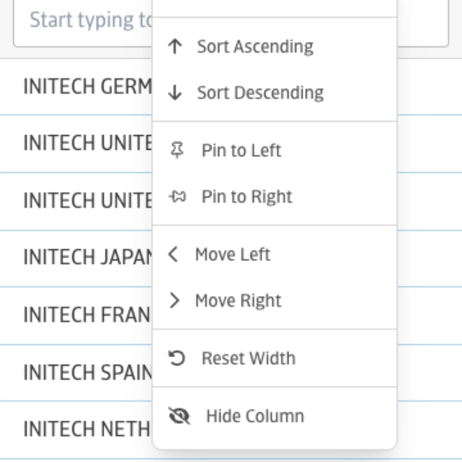 Atrium Insights - Table View Options Menu 1